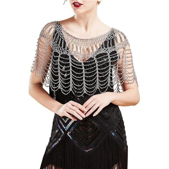 1920S Shawl Wraps Silver